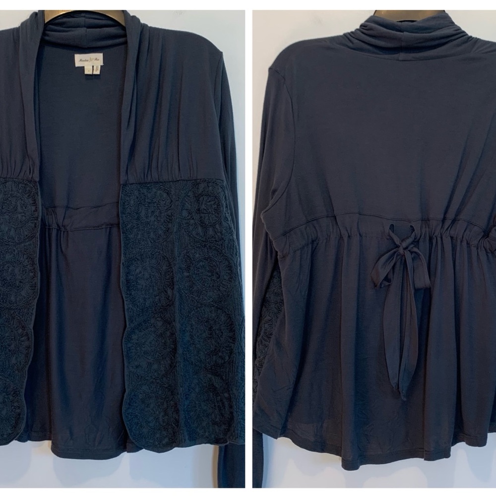 Anthro Meadow Rue Lakshya Embroidered Dark Teal Cardigan Large
